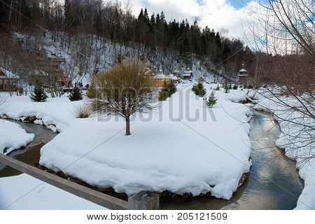Holy spring gremyachiy Klyuch. Svyatogorye. Moscow region Sergiev Posad district village Vzglyadnevo