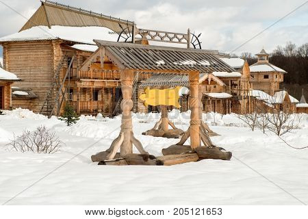 Holy spring Gremyachiy Klyuch. Pointer. Svyatogorye. Moscow region Sergiev Posad district village Vzglyadnevo