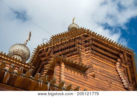 Temple of St. Sergius of Radonezh at the waterfall gremyachiy key. Svyatogorye. Moscow region village Vzglyadnevo