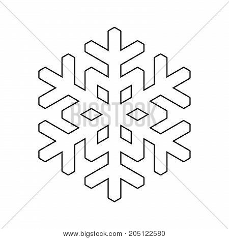 Snowflake icon. Christmas and winter theme. Simple flat vlack outline on white background.