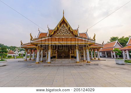 Golden Castle in public park in sunset time