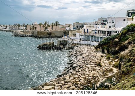 Mahdia.Tunisia.May 23 2017.The streets and the coast of Mahdia in Tunisia