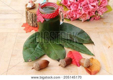 Bamboo grass juice or Tiliacora triandra (bai-ya-nang)