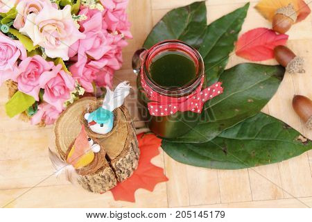 Bamboo grass juice or Tiliacora triandra (bai-ya-nang)