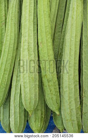 Fresh luffa acutangula for cooking in market