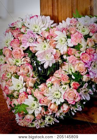Shots of flowers prepared for funeral service