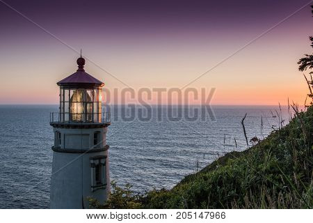 Heceta Head Lighthouse At Sunset