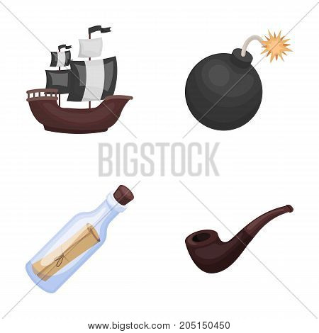 Pirate, bandit, ship, sail .Pirates set collection icons in cartoon style vector symbol stock illustration .