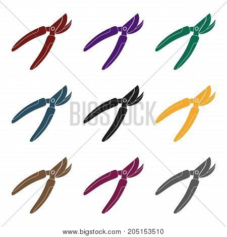 Garden shears for hacking shrubs. Scissors for branches and sticks.Farm and gardening single icon in black style vector symbol stock web illustration.