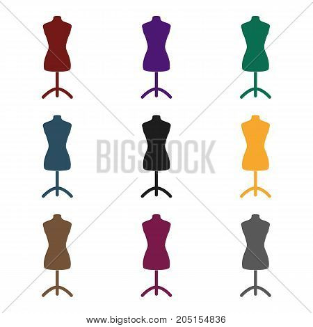 Plastic dummy on the stand.Sewing or tailoring tools kit single icon in black style vector symbol stock web illustration.