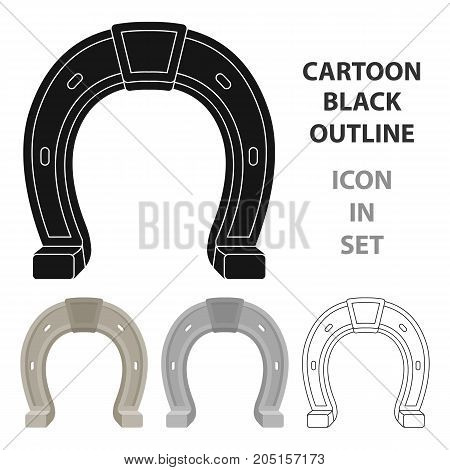 Horseshoe icon in cartoon design isolated on white background. Rodeo symbol stock vector illustration.