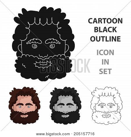 Caveman face icon in cartoon style isolated on white background. Stone age symbol vector illustration.