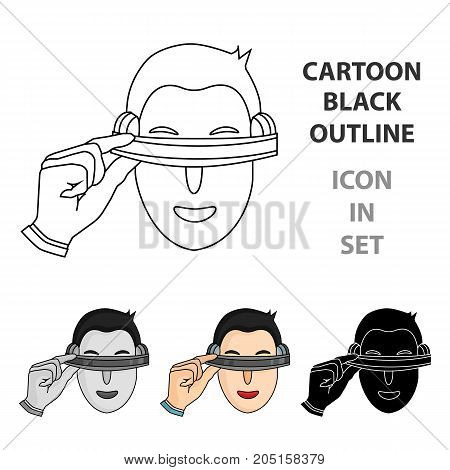 Player with virtual reality headcartoon icon in cartoon style isolated on white background. Virtual reality symbol stock vector illustration.