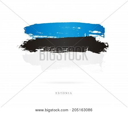 Flag of Estonia. Vector illustration on white background. Beautiful brush strokes. Abstract concept. Elements for design.