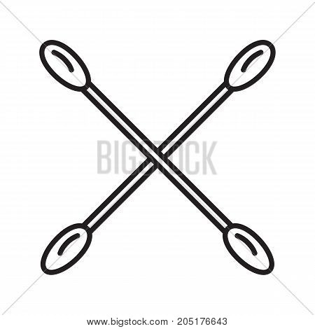 Crossed cotton buds linear icon. Thin line illustration. Earsticks. Contour symbol. Vector isolated outline drawing