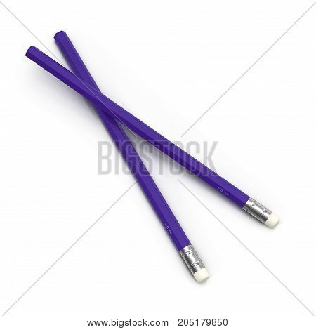 Unsharpened Pencil on white background. 3D illustration