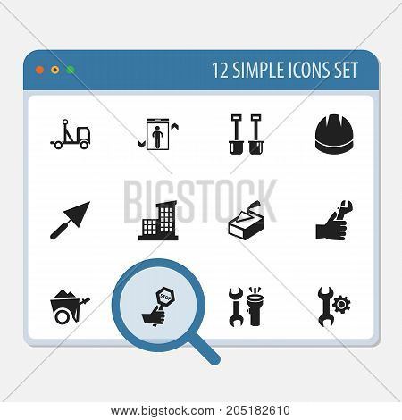 Set Of 12 Editable Structure Icons. Includes Symbols Such As Elevation, Apartment, Delivery And More