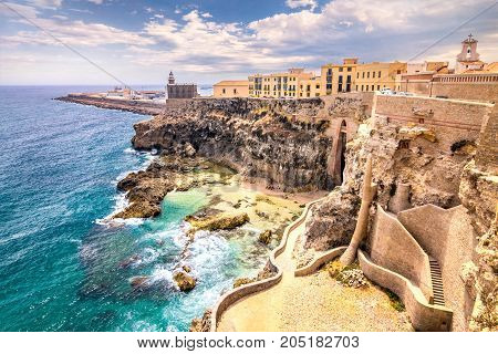 City Walls, Lighthouse And Harbor In Melilla, Spanish Province I