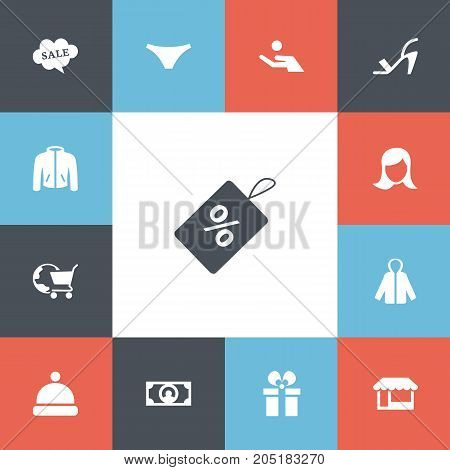 Set Of 13 Editable Shopping Icons. Includes Symbols Such As Sheath, Present  Box, Heel Cothurnus And More