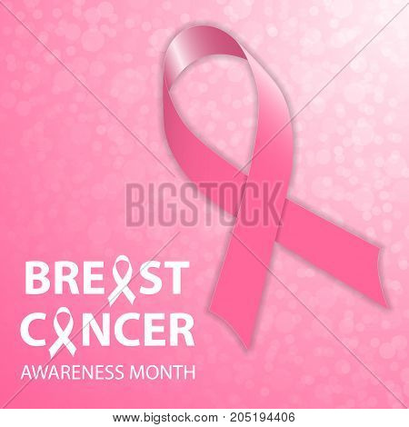 Breast Cancer pink ribbon on an abstract background. Vector illustration