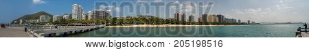 Sanya, China - April 03, 2017: Panorama of Dadonghai bay on the tourist island of Hainan