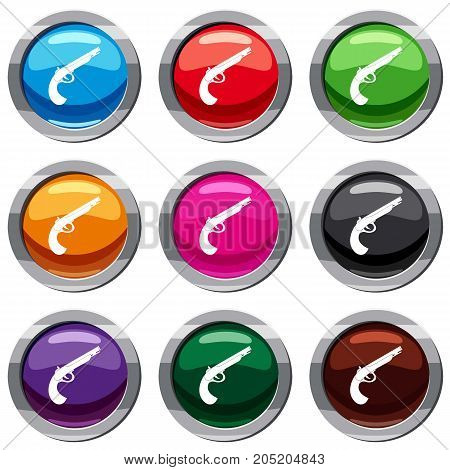 Gun set icon isolated on white. 9 icon collection vector illustration