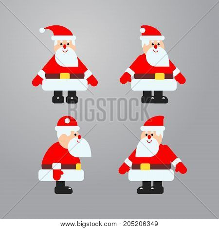Vector illustrations set in flat style with santa in different directions. Good for animations and design works.