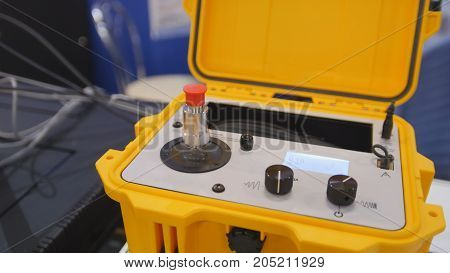Industrial equipment on technology exhibition - the shaker calibration explosion proof portable, close up