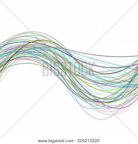 Dynamic abstract wave stripe background -  illustration from colored curved lines