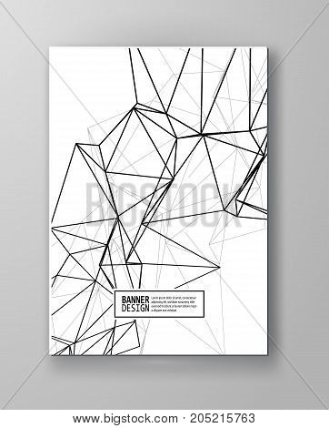 Wireframe Mesh Poster With Triangle Shapes. Abstract Form. Connected Lines And Triagles Banner. Vect