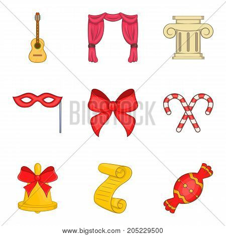 Ribbon icons set. Cartoon set of 9 ribbon vector icons for web isolated on white background
