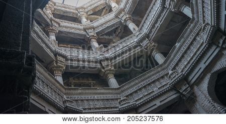Adalaj steps well or Waav seen from inside well
