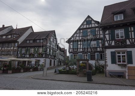 GENGENBACH BADEN-WURTTEMBERG/ GERMANY - AUGUST 16 2017: Medieval town centre with characteristic half-timbered houses