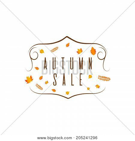 Autumn leaf foliage watercolor. Autumn sale - 85 off . Fall sale. Web banner or poster for e-commerce, on-line cosmetics shop, fashion beauty shop, store. Vector illustration. EPS 10
