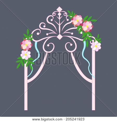 Wedding arch with flowers. Vector illustration celebration,
