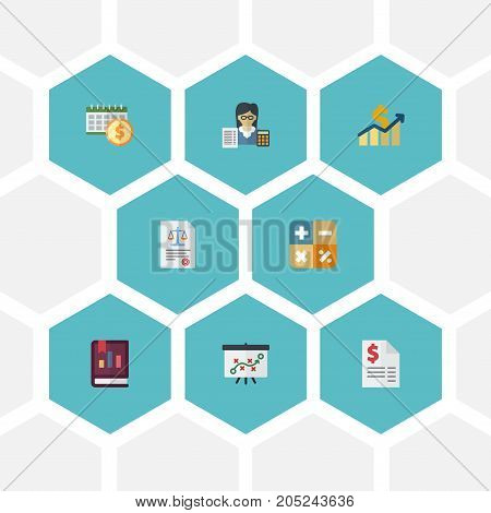 Flat Icons Algebra, Net Income, Duty And Other Vector Elements