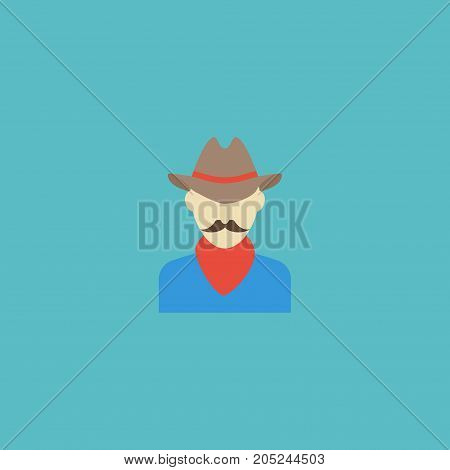 Flat Icon Cowboy Element. Vector Illustration Of Flat Icon Western Isolated On Clean Background