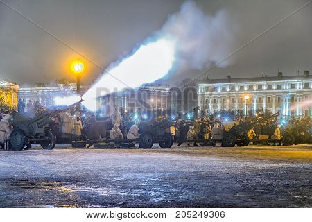 ST. PETERSBURG RUSSIA - January 27.2017: Day of Military Glory of Russia - Day of complete liberation of Leningrad from the fascist blockade (1944)