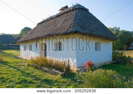 Old traditional rural house in Ukraine architecture