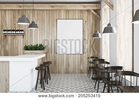 Wooden Bar, White Stand And Tables