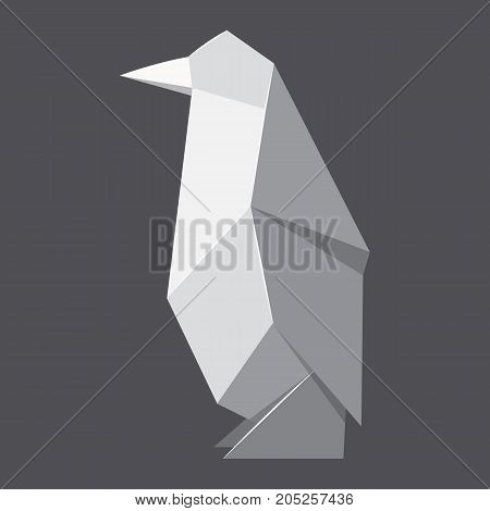Origami penguin concept background. Realistic illustration of origami penguin vector concept background for web design