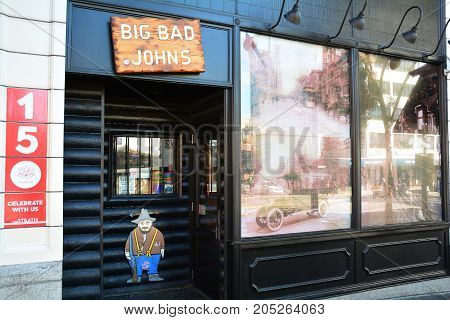 Victoria BC,Canada,September 22nd 2017.The world famous iconic Big Bad Johns lounge located in the Strathcona Hotel in Victoria BC.Come to Big Bad's and have fun.