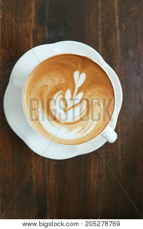 hot coffee hot latte with latte art