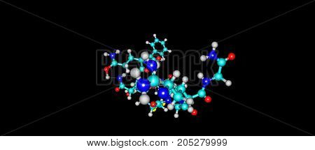Desmopressin or DDAVP is a medication used to treat diabetes insipidus bedwetting hemophilia A. 3d illustration