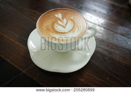 hot coffee hot latte with latte art