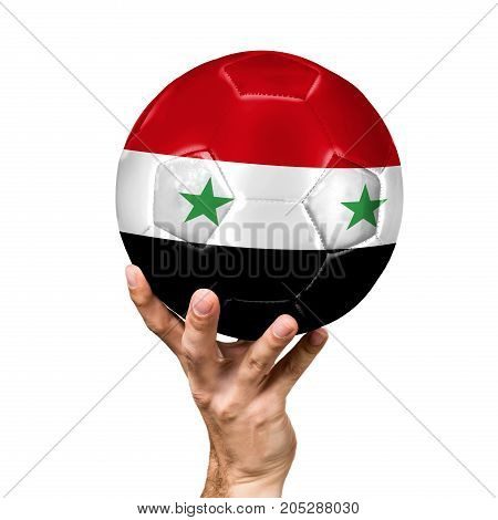 soccer ball with the image of the flag of Syria, ball isolated on white background.