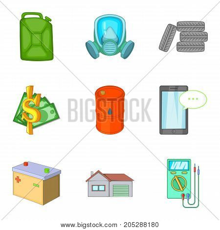 Painting factory icons set. Cartoon set of 9 painting factory vector icons for web isolated on white background