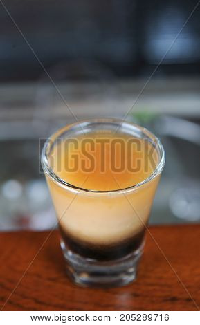 close up B-52 cocktail in a bar