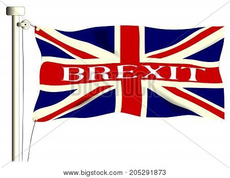The British Union Jack Flag with Brexit isolated on white.