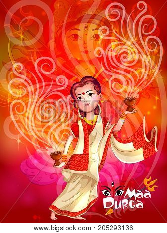 Happy Durga Puja festival India holiday background. Vector illustration
